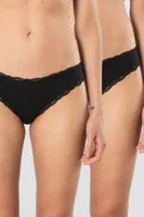Dantelli Likralı Ribana Bikini Kadın Külot 2li Türen 928 Siyah