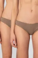 Kadın Likralı Ribana Dantelli Bikini Külot 2li Paket Türen 928/Vizon Vizon