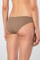 Kadın Likralı Ribana Dantelli Bikini Külot 2li Paket Türen 928/Vizon Vizon görsel 4