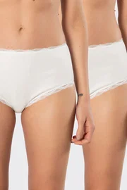 Türen Yüksel Bel Likralı Ribana Dantelli Kadın Külot 2li Türen 929