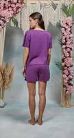 Kadın Mor Pamuklu Şort T-Shirt Pijama Takımı Doreanse 25Y4073 detay görünüm