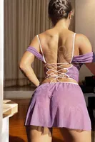 Kadın Mor Rapunzel Elbise Fantezi Gecelik NightLight 1064-1 Mor detay görünüm