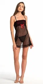 Nathalie Kadın Siyah Tül Gecelik Nathalie T-2005