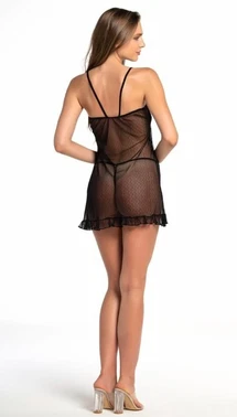 Nathalie Kadın Siyah Tül Gecelik Nathalie T-2005 - Alternatif Görünüm