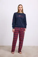Kadın Uzun Kol Sweatshirt Pijama Takımı Anıl 11579 Lacivert