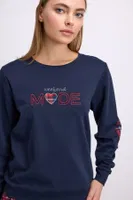 Kadın Uzun Kol Sweatshirt Pijama Takımı Anıl 11579 Lacivert detay görünüm
