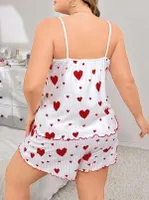 Kalp Desenli Askılı Mini Şort Takım Lily Bianca 13041 Beyaz farklı açı