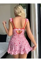 Kalpli Mini Kadın Fantezi Gecelik missisX 3036 Pembe görsel 4