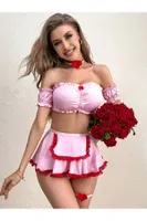 Kalpli Pembe Fırfır Hizmetçi Kostüm missisX 62003 Pembe