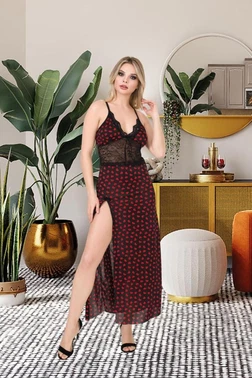 İzabel Kalpli Yırtmaçlı Fantazi Uzun Kadın Gecelik İzabel 2007