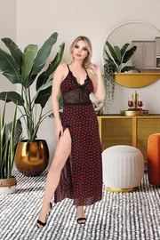 İzabel Kalpli Yırtmaçlı Fantazi Uzun Kadın Gecelik İzabel 2007