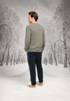 Kanguru Cepli Uzun Kollu Önü Yazılı Erkek Pijama Takım Doreanse 26K4607 detay görünüm