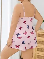 Kelebek Desenli Beyaz Şortlu Kadın Büyük Beden Pijama Lily Bianca 13067 Beyaz farklı açı