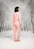 Kenarları Dantel V Yaka Uzun Kollu Kadın Pijama Takım Doreanse 26K4104 detay görünüm