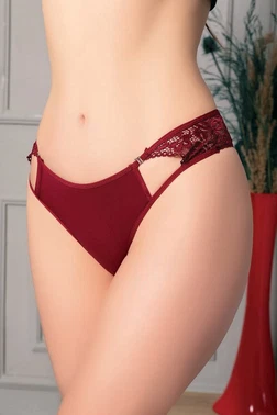 NightLight Kenarları Dantelli Bordo Seksi Kadın Külot NightLight 9169-2