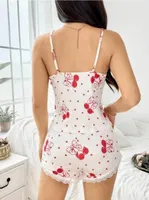 Kiraz Desenli Beyaz Şortlu Kadın Pijama Lily Bianca 13107 Beyaz farklı açı