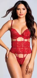 Kırmızı Dantel Seksi Kadın Body Loomerie 242