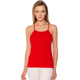 Gümüş Kırmızı İnce Askılı Ribana Düz Biye Kadın Atlet Gümüş 4023 - 6 Adet