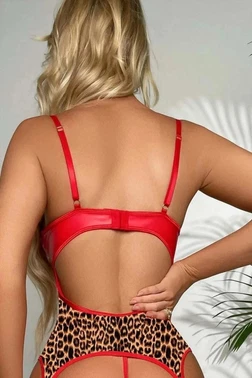 Jesica Bella Kırmızı Leopar Dantel Jartiyer Seksi Takım Jesica Bella JB-15019 - Alternatif Görünüm
