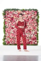 Kırmızı Papatya Desenli 3lü Sabahlıklı Likra Viskon Kadın Pijama Takımı Estiva 25194 Kırmızı görsel 4