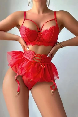 missisX Kırmızı Seksi Jartiyer Takım missisX 50129