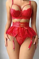 Kırmızı Seksi Jartiyer Takım missisX 50129 Kırmızı farklı açı