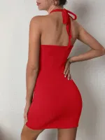 Kırmızı Seksi Kadın Mini Elbise Ruselin 5075 Kırmızı detay görünüm