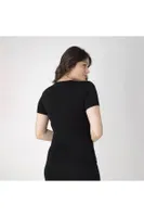 Kısa Kollu V Yaka Modal Kadın T-Shirt Confeo C801-020 Siyah detay görünüm