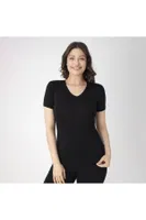 Kısa Kollu V Yaka Modal Kadın T-Shirt Confeo C801-020 Siyah farklı açı