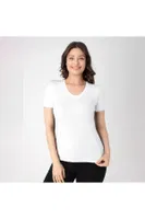 Kısa Kollu V Yaka Modal Kadın T-Shirt Confeo C801-020 Beyaz görsel 4