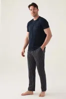 Kısa Kollu Yuvarlak Yaka Çizgili Erkek Pijama Takımı Arnetta 3011-S Lacivert farklı açı