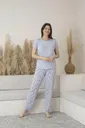 Kısa Kollu Yuvarlak Yaka Desenli Viskon Kadın Pijama Takımı Estiva 25109