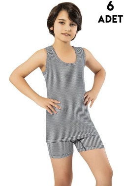 Baskılı Erkek Çocuk Atlet 6'lı Kota 1028 - Alternatif Görünüm