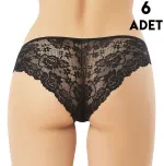 Kaşkorse Dantelli Kadın Külot 6'lı Kota 5025 Siyah