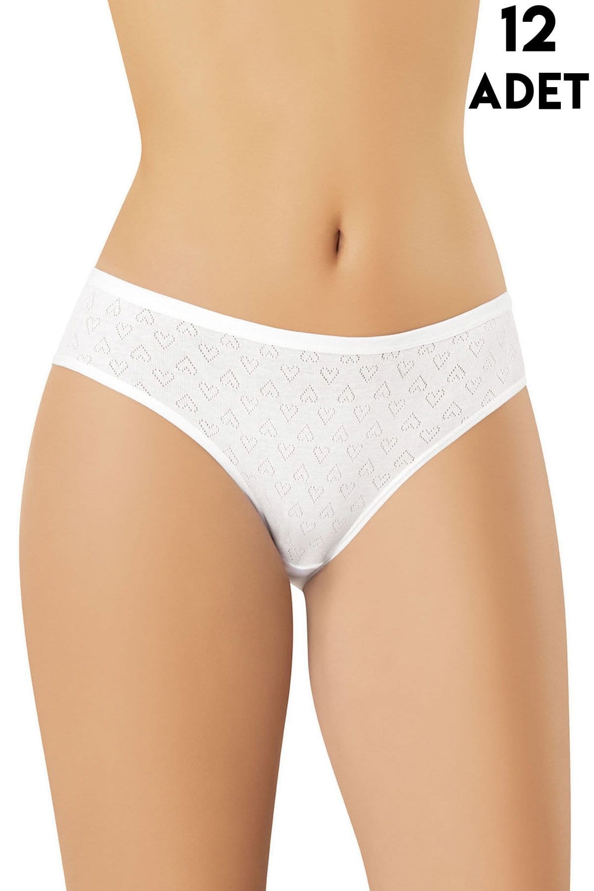 Kalp Transferli Ribana Kadın Bikini Külot 12'li Kota 5031