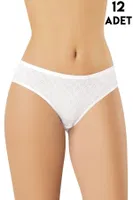 Kalp Transferli Ribana Kadın Bikini Külot 12'li Kota 5031 Beyaz
