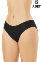 Kalp Transferli Ribana Kadın Bikini Külot 12'li Kota 5031 Siyah farklı açı