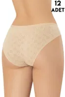 Kalp Transferli Ribana Kadın Bikini Külot 12'li Kota 5031 Ten görsel 4