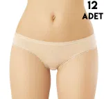 Tırnak Dantelli Viskon Bayan Bikini Külot 12'li Kota 5101 Ten detay görünüm