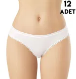 Tırnak Dantelli Viskon Bayan Bikini Külot 12'li Kota 5101 Beyaz farklı açı
