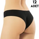 Arkası Çift Katlı Modal Kadın Bikini Külot 12'li Kota 5103 Siyah