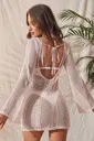 Krem Örme Pamuk Uzun Kollu Pareo Plaj Elbisesi Kimono Kaftan Angelsin MS4366