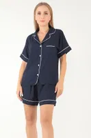 Lacivert Kısa Kollu Kadın Şortlu Pijama Takım DoReMi 002-000082 Lacivert görsel 5