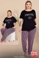 Lady Büyük Beden Pijama Kısa Kollu 11009 Siyah