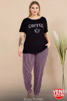 Lady Büyük Beden Pijama Kısa Kollu 11009 Siyah detay görünüm