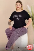 Lady Büyük Beden Pijama Kısa Kollu 11009 Siyah farklı açı
