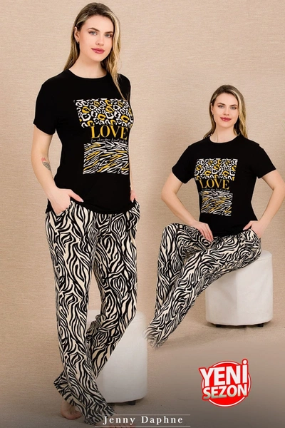 Lady Zebra Love Pijama Kısa Kollu Pijama Takımı Lady 12490