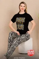 Lady Zebra Love Pijama Kısa Kollu Pijama Takımı Lady 12490 Siyah farklı açı