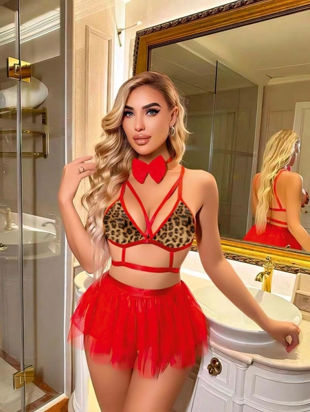 Leopar Tülü Etekli Fantezi Kostüm Lily Bianca LB-190