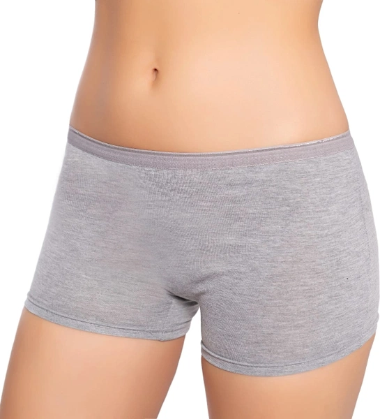 Likralı Gri Pamuklu Kadın Boxer Külot Gümüş 3016 - 6 Adet